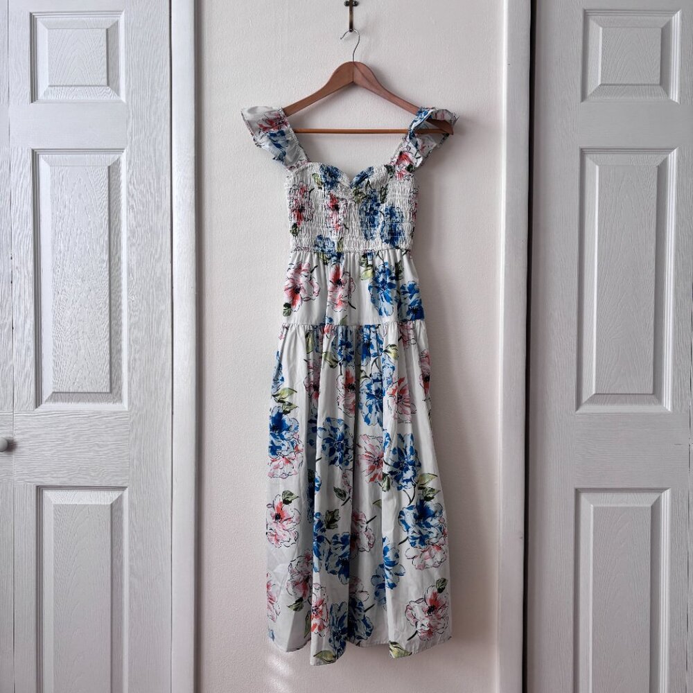 Abercrombie & Fitch Ruffle Strap Smocked Midi Dress - Picture 2 of 8